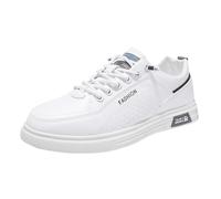 Generisch Men's Casual Shoes, Comfortable Lace-Up Shoes with Round Toes, Breathable Design for Everyday Leisure, White, 9 UK