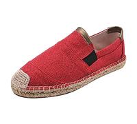 Generisch Mens Casual Shoes Fashion New Pattern Simple Canvas Slip On Flat Bottom Comfortable Trendy Shoes, red, 9.5 UK