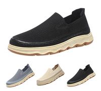 generisch Men's Casual Shoes Mesh Casual Shoes Soft Sole Walking Shoes Summer Sports Shoes Slip On Sneakers Flat Loafers Non-Slip Low Top Slip-On Shoes Fitness Jogging Shoes, black, 9.5 UK