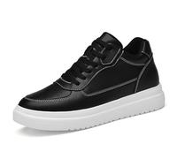 Generisch Men's Casual Shoes with Integrated Height Adjustment, Height-Adjustable Trainers, Non-Slip Breathable Lace-Up Shoes for Everyday Use, Unisex Model with Optional Buoyancy Increase, black, 7