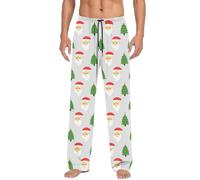 Generisch Men's Casual Trousers with Christmas Motif, Practical Pockets, Comfortable Drawstring Trousers for Relaxed Days, White, S