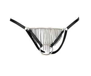 Generisch Men's Chain Flavour Underwear Ring Cave Mesh Chain Cover Men Attractive Cones String Men's Net, black, One Size