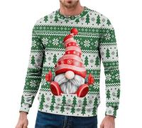 Generisch Men's Christmas Jumper Sweatshirt Modern Crew Neck Winter Long Sleeve Shirt Festive Party Style Christmas Print Comfortable Cotton Mix, Red (watermelon red), M