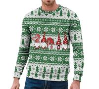 Generisch Men's Christmas Jumper Sweatshirt Modern Crew Neck Winter Long Sleeve Shirt Festive Party Style Christmas Print Comfortable Cotton Mix, red, XL
