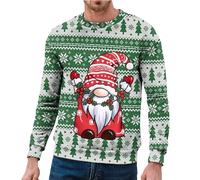 Generisch Men's Christmas Jumper Sweatshirt Modern Crew Neck Winter Long Sleeve Shirt Festive Party Style Christmas Print Comfortable Cotton Mix, White, L