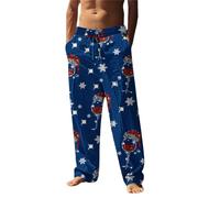 Generisch Men's Christmas Pyjama Bottoms, Long Warm Christmas Reindeer Trousers, Leisure Trousers with Pockets and Drawstring, Lounge Pyjama Bottoms, Comfortable Christmas Trousers, Sleepwear, Mr2