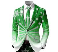 Generisch Men's Christmas Suit Jacket with Glitter Snowflakes - Festive Blazer with Colour Gradient | Eye-catching Jacket for Theme Parties and New Year's Eve, Style_d02 Green, 3XL