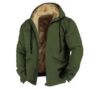 Generisch Men's Colour Pure Hoodie Brown Cloth Fleece Jacket Autumn and Winter Warm Casual Sports Coat Fashion Trend Must, Army Green, S