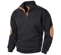 Generisch Men's Cotton Pullover Without Hood Sweat Pullover Men's with Buttons Sweat Jacket Splicing Colour Block Casual Sweater Jacquard Sports Top Autumn Transition Coat, black, S