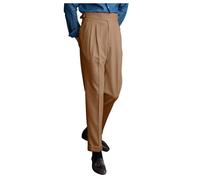 Generisch Men's Elegant Suit Trousers Slim Fit Chino Trousers Pinstripe Pleated Trousers High Chino Trousers High Waist Pleated Front Gurkha Trousers Casual Trousers No Belt Required Straight Work