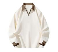 Generisch Men's Elegant Sweatshirt Without Hood, Winter Pullover, Oversized Sweatshirt, Shirt Collar, Sweatshirts, College Arebit Jumper, Plain Classic Men's Jumper, beige, 8XL