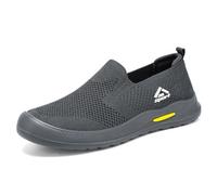 Generisch Men's Fabric Shoes, Breathable Mesh Shoes with Soft Sole for Everyday Use, Non Smelly Feet Thanks to One-Foot Stirrup Design, Comfortable Casual Shoes without Laces, darkgray, 8 UK