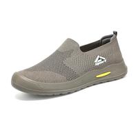 Generisch Men's Fabric Shoes, Breathable Mesh Shoes with Soft Sole for Everyday Use, Non Smelly Feet Thanks to One-Foot Stirrup Design, Comfortable Casual Shoes without Laces, khaki, 9.5 UK