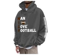 Generisch Men's Fashion Front Rugby 3D Print Casual Sports Plus Size Hoodie, darkgray, XL