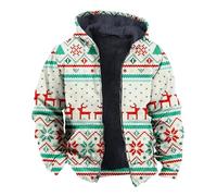 Generisch Mens Festive Snowman Fleece Jacket Long Sleeve Zip Practical Double Pocket for Cold Days, blue, S