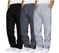Generisch Men's Fitness Trousers Gym Long Pack of 3 Jogging Bottoms Men's Baggy Sweatpants Leisure Trousers Elastic Waistband Training Trousers with Rubber Cargo Trousers Lightweight and Airy Summer