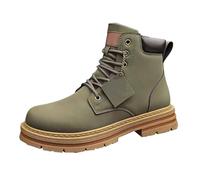 Generisch Men's Half Height Winter Warm Lined Lace-Up Boots Snow Boots Winter Shoes Biker Boots Ankle Boots Leather Waterproof Platform Boots Non-Slip Walking Shoes