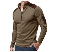 Generisch Men's Half Zip Slim Tweeter Long Sleeve Shirt Henley Shirt Tops Plain Pullover Sweatshirt Without Hood Men's Sweater Work Jumper Lightweight Breathable Training Shirt Outdoor Shirts, coffee