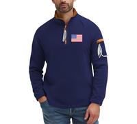 Generisch Men's Half Zip Sweatshirt Without Hood Fleece Sweatshirt Long Sleeve Fleece Jumper with Quarter Zip Winter Jumper Fleece Jackets Jumper Pullover with Stand-Up Collar Activewear Coat, navy, S