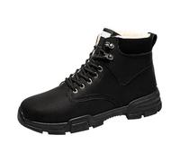 Generisch Men's High Winter Shoes Lined Warm Winter Boots Plush Lining - Platform Plus Velvet Warm Ankle Boots British Style Leather Biker Boots Lace-Up Boots with Non-Slip Sole