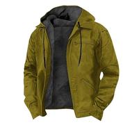 Generisch Men's Hooded Jacket with Zip Quilted Jacket Thick Lined Puffer Jacket Thermal Down Jacket Plain Winter Jacket Outdoor Wind Jacket with Pockets Work Jacket Leisure Sweat Jacket, coffee, 5XL