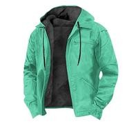 Generisch Men's Hooded Jacket with Zip Quilted Jacket Thick Lined Puffer Jacket Thermal Down Jacket Plain Winter Jacket Outdoor Wind Jacket with Pockets Work Jacket Leisure Sweat Jacket, lightblue