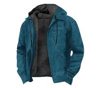 Generisch Men's Hooded Jacket with Zip Quilted Jacket Thick Lined Puffer Jacket Thermal Down Jacket Plain Winter Jacket Outdoor Wind Jacket with Pockets Work Jacket Leisure Sweat Jacket, darkblue, S