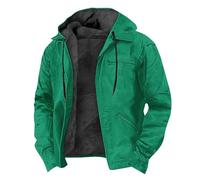Generisch Men's Hooded Jacket with Zip Quilted Jacket Thick Lined Puffer Jacket Thermal Down Jacket Plain Winter Jacket Outdoor Wind Jacket with Pockets Work Jacket Leisure Sweat Jacket, Green, XXL