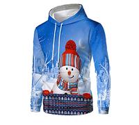 Generisch Men's Hooded Jumper, Christmas Sweatshirt, Warm Pullover, Long Sleeve Sweater with Adjustable Hood, Printed Windproof Outdoor Jacket, blue, M