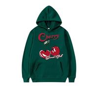 Generisch Men's Hooded Pullover with Cherry Blossom Design Long Sleeve Sweatshirt Casual Hoodie, Army Green, S