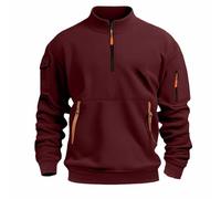 Generisch Men's Hooded Pullover with Zip Hoodie Sweatshirts with Hood Pocket Half Zip Long Sleeve Jumpers Long Sleeve Men's Hoody Outdoor Shirts, Wine Red, 5XL