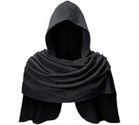 Generisch Men's Hooded Scarf Medieval Shaman Cape Cowl Post Apocalypitc Cape Unisex Gothic Steampunk Vintgae Hooded Cape Cosplay Costume Performance Mandalorian Cosplay Costume, O Black, One Size