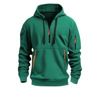 Generisch Men's Hoodie, Casual Long Sleeve Sweatshirt with Hood Pockets, Work Jumper, Men's Sweaters, Autumn/Winter Gift, blackish green-a, XXL