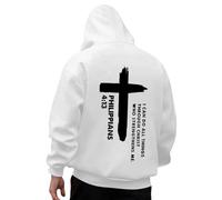 Generisch Mens Hoodie God Print Casual Long Sleeve Comfortable Daily Wear Sweatshirt Hoodie, White, XXL