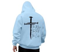 Generisch Mens Hoodie God Print Design Casual Long Sleeve Comfortable Daily Wear Pullover With Men, sky blue, L