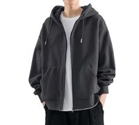 Generisch Men's Hoodie Jacket with Hood, Sweat Jacket Men's Black with Zip Plain Basic Sweatshirt Coats with Pockets Long Sleeve Pullover Zip Up Hoodies Soft Comfortable Leisure Jacket, darkgray, XL