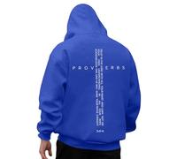 Generisch Men's Hoodie with Bible Verse Cross on the Back - Christian Hoodie with Sayings 3:5-6 | Faith Based Pullover, Style_i03 Blue, XXL