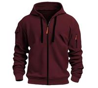 Generisch Men's Hoodie with Zip and Embroidered Badge Pocket, Casual Pullover Sweatshirt for Outdoor Sports and Everyday Black Men's Pullover, red, 3XL