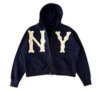 Generisch Men's Hoodie Y2K Hoodie Oversized Double Line Glued 3D Letters Hip Hop Couples Pullover Sportswear Unisex Sweatshirt with Hood, blue, XXL