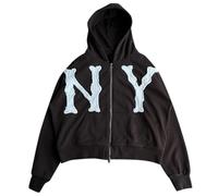 Generisch Men's Hoodie Y2K Hoodie Oversized Double Line Glued 3D Letters Hip Hop Couples Pullover Sportswear Unisex Sweatshirt with Hood, brown, XXL