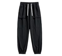 Generisch Men's Jogging Bottoms in Cargo Style with Patch Pockets - Casual Sweatpants in Tapered Fit | Comfortable Casual Trousers for an Urban Look, Style_x02 Black, 5XL