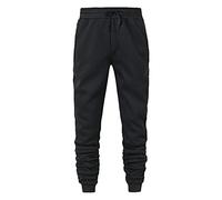 Generisch Men's Jogging Bottoms, Polyester Track Bundle in Solid Colour, Casual Tracksuit Bottoms with Carpenter's Trousers, black, L
