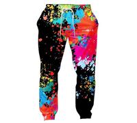 Generisch Men's Jogging Bottoms with Colourful Splash Design - Casual Trousers with 3D Print | Sporty Sweatpants with Drawstring, style_n01 multicolor, 3XL