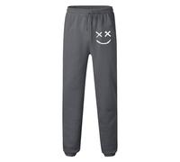Generisch Men's Jogging Bottoms with Graffiti Smiley - Casual Sweatpants for an Urban Look | Comfortable Tracksuit Bottoms with Narrow Leg, style_q03 gray, XXL
