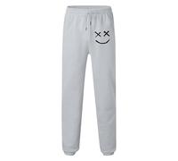 Generisch Men's Jogging Bottoms with Graffiti Smiley - Casual Sweatpants for an Urban Look | Comfortable Tracksuit Bottoms with Narrow Leg, style_q05 gray, S