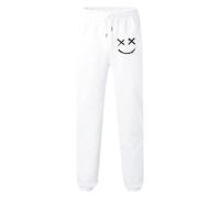 Generisch Men's Jogging Bottoms with Graffiti Smiley - Casual Sweatpants for an Urban Look | Comfortable Tracksuit Bottoms with Narrow Leg, Style_q06 White, XXL