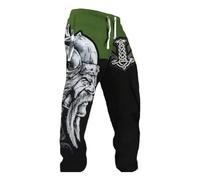 Generisch Men's Jogging Bottoms with Viking Warrior Motif, Casual Trousers with Thor's Hammer and 3D Print, Nordic Mythology Clothing for Men, Style J01 Green, 5XL