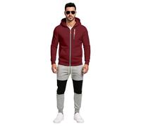 Generisch Men's Jogging Suit, Cotton Baggy Tracksuit, Breathable Hoodie with Zip and Sweatpants Set, Y2K Oversized Leisure Suit, Gym, Fitness, Sports Suit, Windproof, Warm, red, M