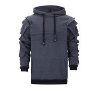 Generisch Mens Knight Armor Style Hoodie with Armored Shoulder Details | Fantasy Cosplay Sweatshirt for Events, style_o04 gray, 3XL