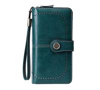 Generisch Men's Large Wallet with Coin Compartment Made of European and American Wax Leather with Large Capacity Wallet Women's Large Black, a, standard size